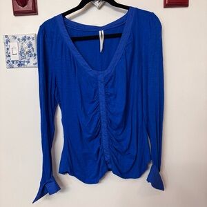 Anthropology shirred button down top